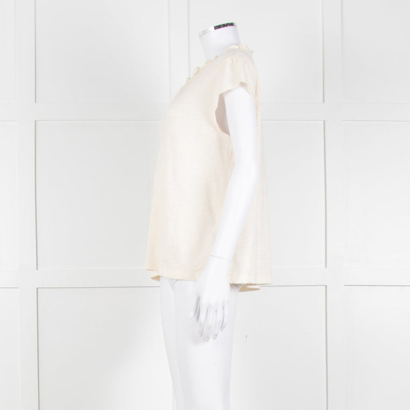 BA&SH Cream Frill Tie Neck Top