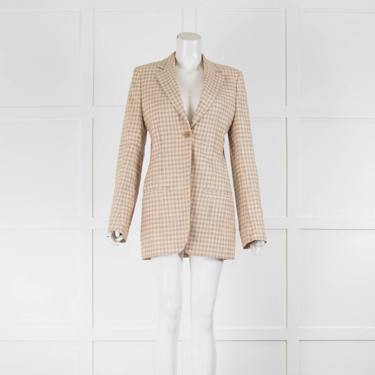 Acne Studios Yellow Beige Check Single Breasted Jacket