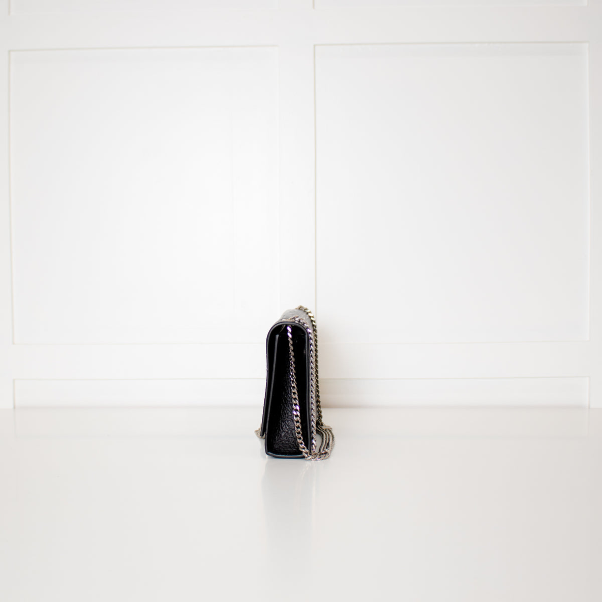 Saint Laurent Kate Medium Tassel Croc Embossed Crossbody Bag Silver