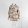 Isabel Marant Etoile Cream Black Striped  Fringed Heavy Linen Jacket