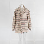 Isabel Marant Etoile Cream Black Striped  Fringed Heavy Linen Jacket