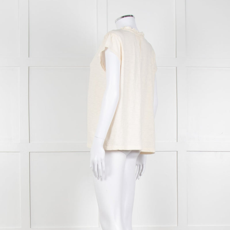 BA&SH Cream Frill Tie Neck Top