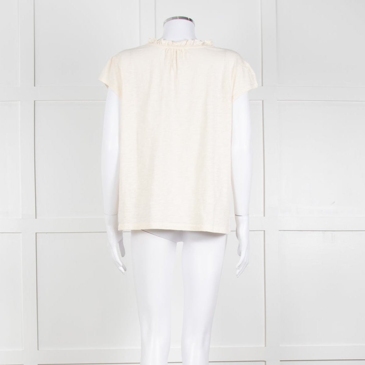 BA&SH Cream Frill Tie Neck Top