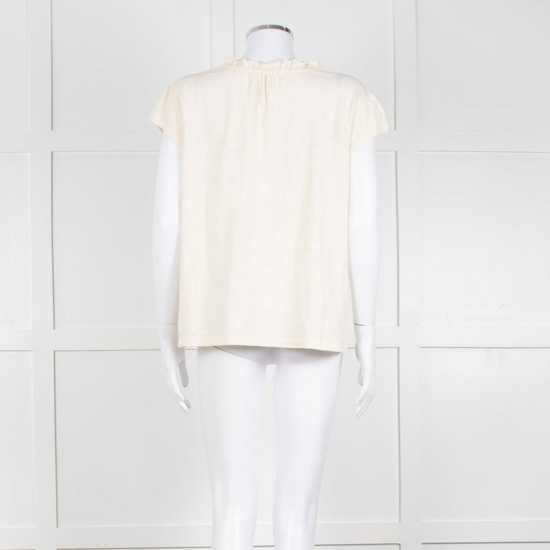 BA&SH Cream Frill Tie Neck Top
