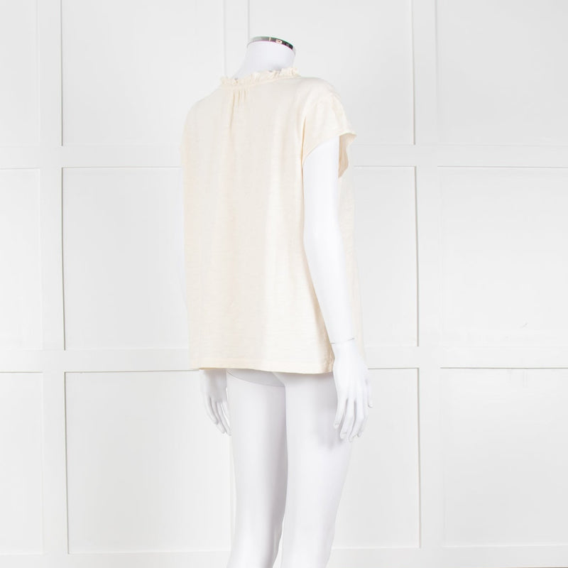 BA&SH Cream Frill Tie Neck Top