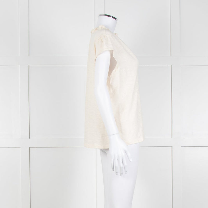 BA&SH Cream Frill Tie Neck Top