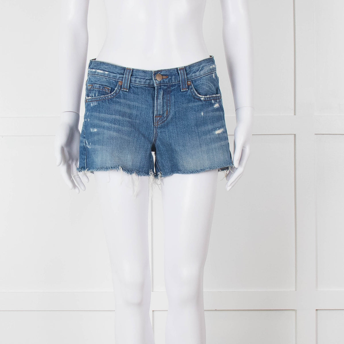 J Brand Blue Denim Raw Edges Shorts