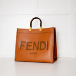 Fendi Large Sunshine Tote Bag in Brown Calfskin Leather