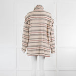 Isabel Marant Etoile Cream Black Striped  Fringed Heavy Linen Jacket