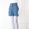Fendi Blue Logo Chambray High Waisted Shorts