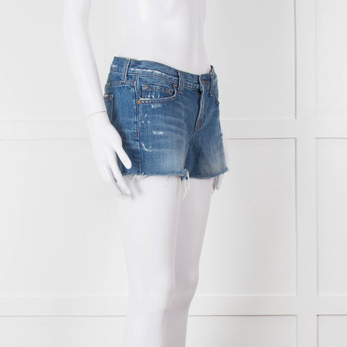 J Brand Blue Denim Raw Edges Shorts