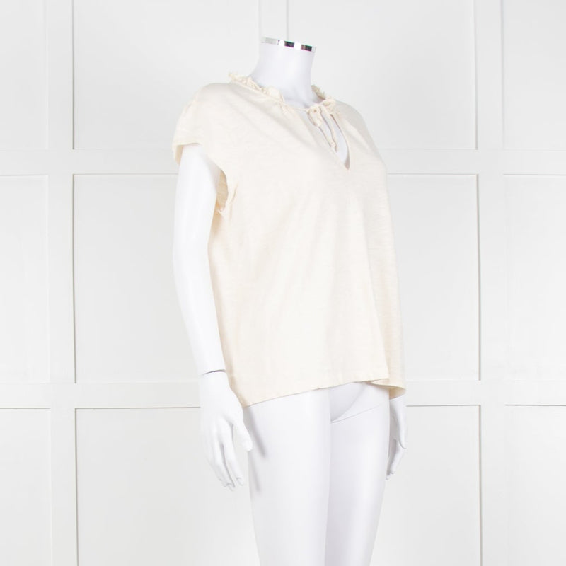 BA&SH Cream Frill Tie Neck Top