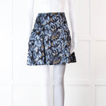 Christian Dior Black and Blue Sketchy Floral Silk and Wool Mix Mini Skirt