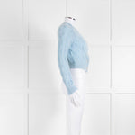 Paco Rabanne Pale Blue Mohair Cable Embellished Button Cardigan
