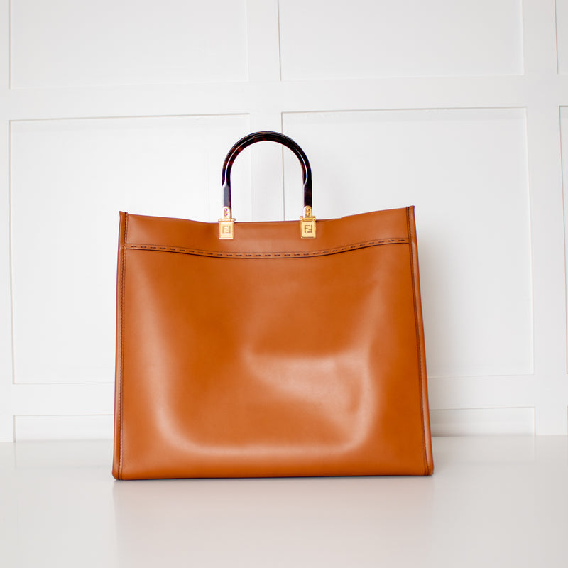 Fendi Large Sunshine Tote Bag in Brown Calfskin Leather