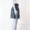 Christian Dior Black and Blue Sketchy Floral Silk and Wool Mix Mini Skirt