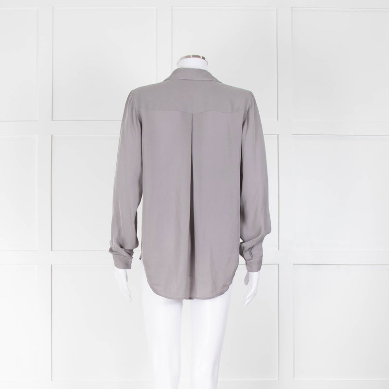 L'agence Grey Silk Long Sleeve Blouse