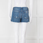 J Brand Blue Denim Raw Edges Shorts