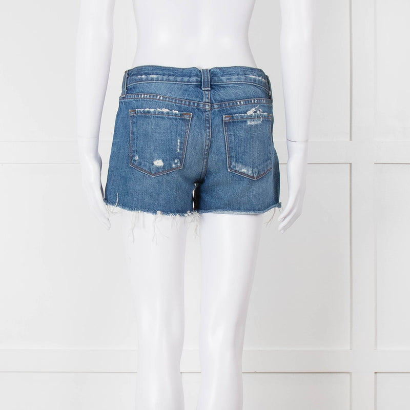 J Brand Blue Denim Raw Edges Shorts