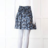 Christian Dior Black and Blue Sketchy Floral Silk and Wool Mix Mini Skirt