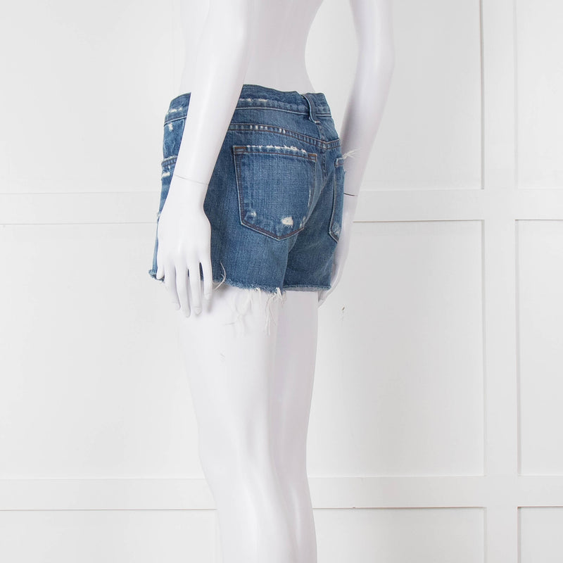 J Brand Blue Denim Raw Edges Shorts