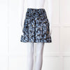 Christian Dior Black and Blue Sketchy Floral Silk and Wool Mix Mini Skirt