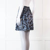 Christian Dior Black and Blue Sketchy Floral Silk and Wool Mix Mini Skirt