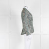 Zadig & Voltaire Pale Green Silver Textured Snake Print Blazer Jacket