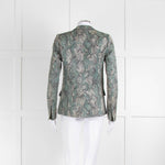 Zadig & Voltaire Pale Green Silver Textured Snake Print Blazer Jacket