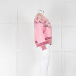 LoveShackFancy Pale Pink Pearl Button Fairisle Boyfriend Cardigan