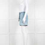 Berenice Blue Denim Wide Leg Shorts With Braided Belt