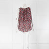 Kate Spade Black Pink Floral Mini Cape Detail Top