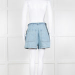 Berenice Blue Denim Wide Leg Shorts With Braided Belt
