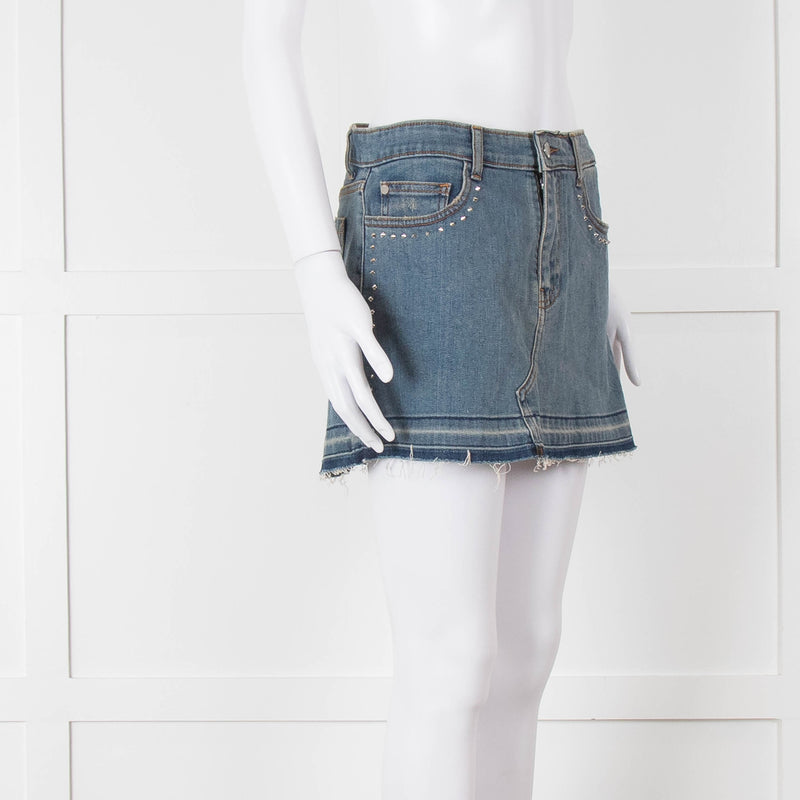 Zadig & Voltaire Blue Denim Studded Mini Skirt