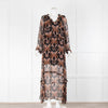 Berenice Black Brown Floral Long Sleeve Maxi Dress