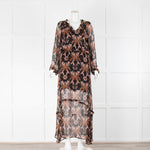 Berenice Black Brown Floral Long Sleeve Maxi Dress