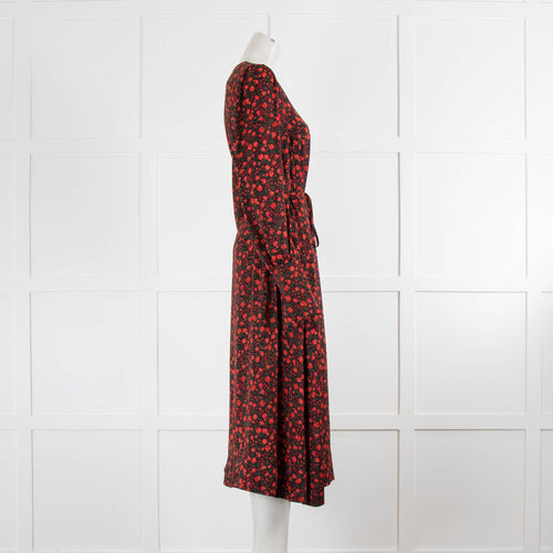Essentiel Antwerp Red Rose Print Long Sleeve Dress