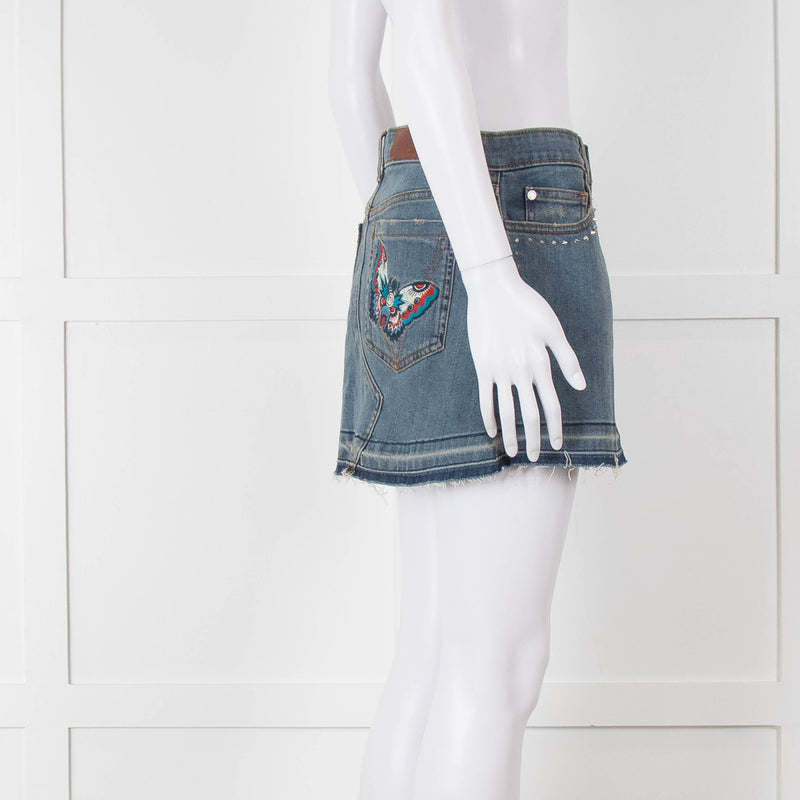 Zadig & Voltaire Blue Denim Studded Mini Skirt