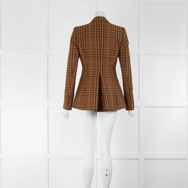 Altuzarra Tan Check Wool Blend Blazer Jacket