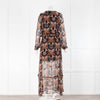 Berenice Black Brown Floral Long Sleeve Maxi Dress