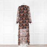 Berenice Black Brown Floral Long Sleeve Maxi Dress
