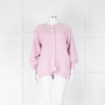 LoveShackFancy Pale Pink Rose Button Cable Cardigan