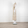 Mos Mosh Cream And Pastel Pattern Silky Tie Front Cap Sleeve Shirt Dress