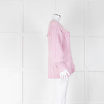 LoveShackFancy Pale Pink Rose Button Cable Cardigan