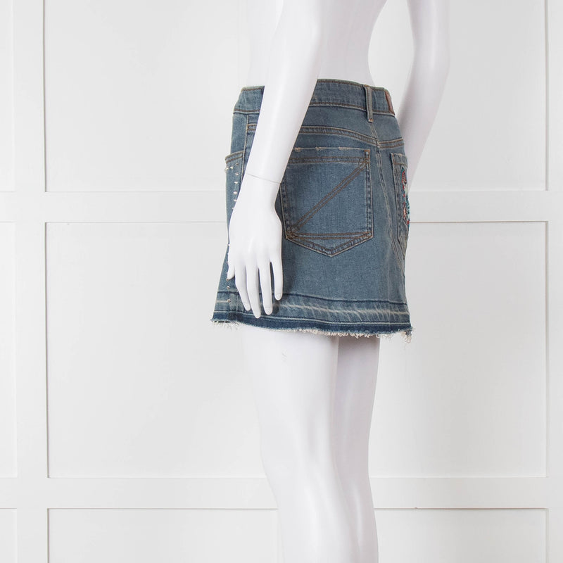 Zadig & Voltaire Blue Denim Studded Mini Skirt
