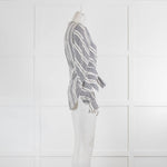 Jonathan Simkhai White Black Stripe Wrap Blouse