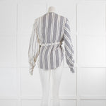 Jonathan Simkhai White Black Stripe Wrap Blouse