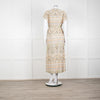 Mos Mosh Cream And Pastel Pattern Silky Tie Front Cap Sleeve Shirt Dress