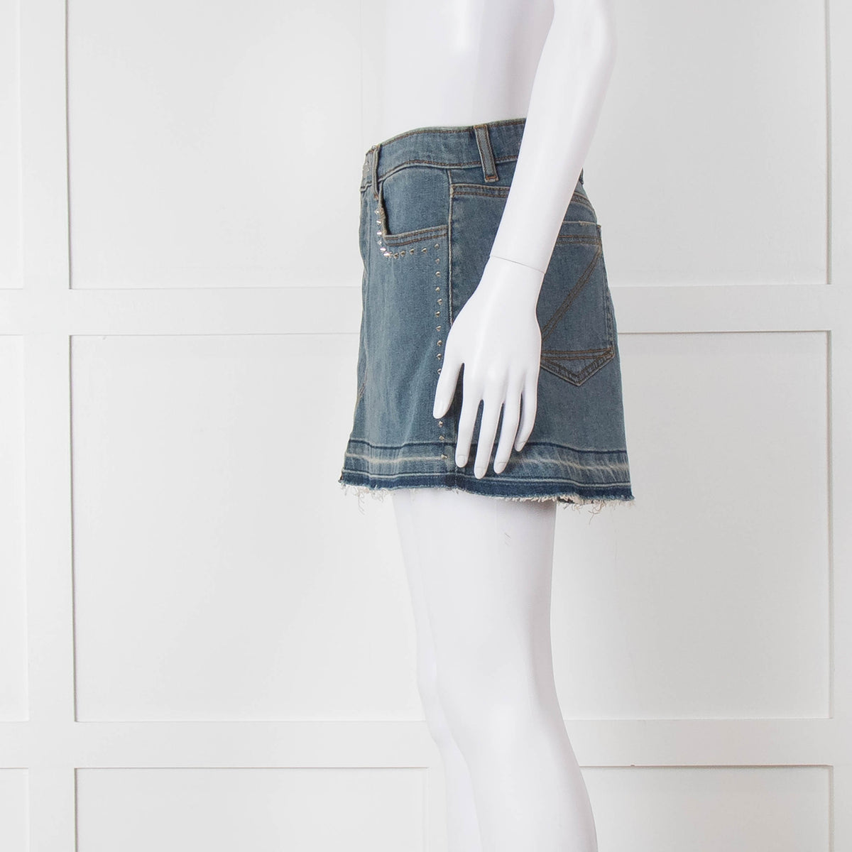 Zadig & Voltaire Blue Denim Studded Mini Skirt