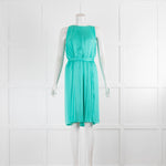 Diane Von Furstenberg Mint Green Pleated Sleeveless Dress With Belt